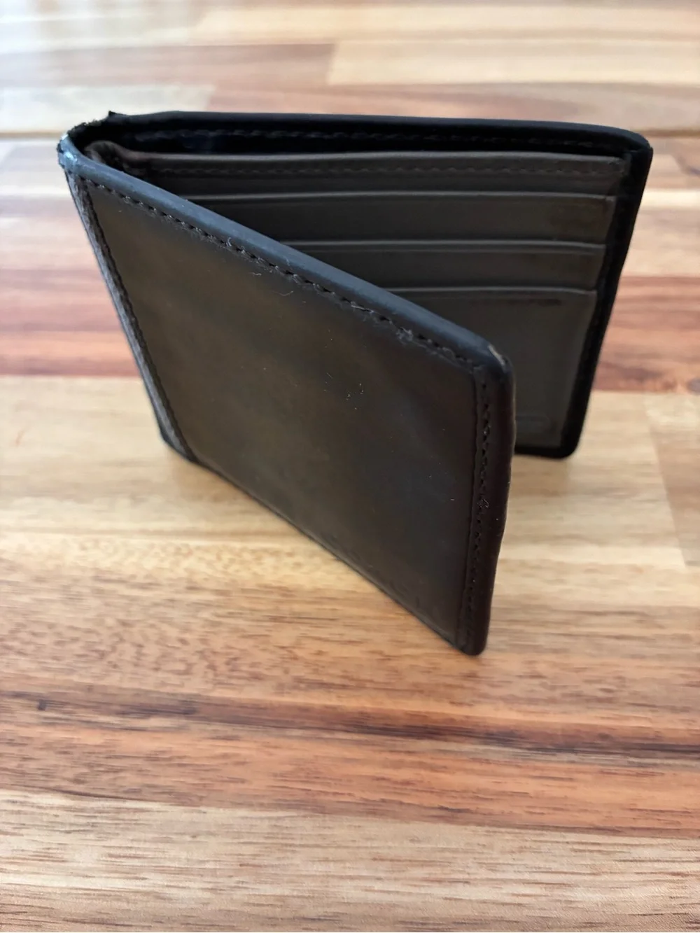 COACH Men’s Black Leather Wallet Bifold Billfold w/ Gray Canvas Accent